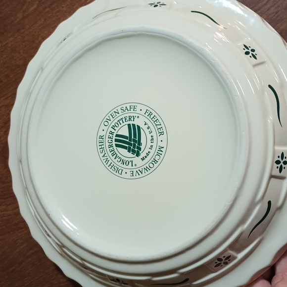 Longaberger Pottery Pie Plate USA Heritage Green NIB - Picture 3 of 8